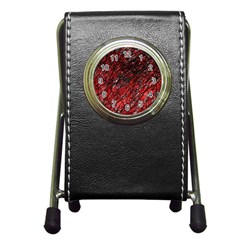 Red And Black Pattern Pen Holder Desk Clocks