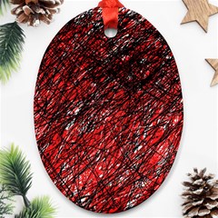 Red And Black Pattern Oval Ornament (two Sides)