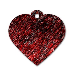 Red And Black Pattern Dog Tag Heart (one Side)