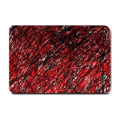 Red And Black Pattern Small Doormat  by Valentinaart