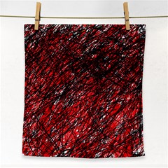 Red And Black Pattern Face Towel by Valentinaart