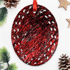 Red And Black Pattern Oval Filigree Ornament (2-side) 