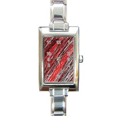 Red And Black Elegant Pattern Rectangle Italian Charm Watch