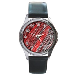 Red And Black Elegant Pattern Round Metal Watch