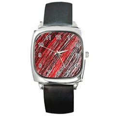 Red And Black Elegant Pattern Square Metal Watch