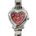 Red and black elegant pattern Heart Italian Charm Watch Front