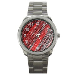 Red And Black Elegant Pattern Sport Metal Watch