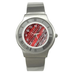 Red And Black Elegant Pattern Stainless Steel Watch