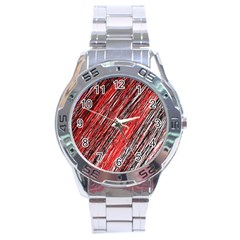 Red And Black Elegant Pattern Stainless Steel Analogue Watch by Valentinaart