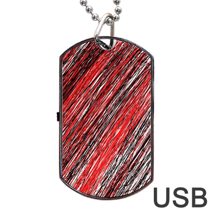 Red and black elegant pattern Dog Tag USB Flash (Two Sides) 