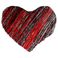 Red And Black Elegant Pattern Large 19  Premium Heart Shape Cushions