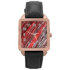 Red And Black Elegant Pattern Rose Gold Leather Watch  by Valentinaart