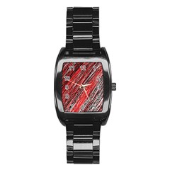 Red And Black Elegant Pattern Stainless Steel Barrel Watch