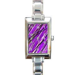 Purple Pattern Rectangle Italian Charm Watch