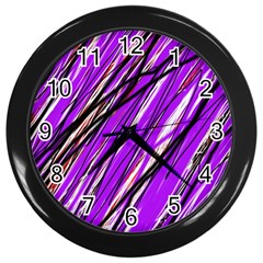 Purple Pattern Wall Clocks (black)