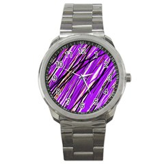 Purple Pattern Sport Metal Watch