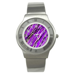 Purple Pattern Stainless Steel Watch