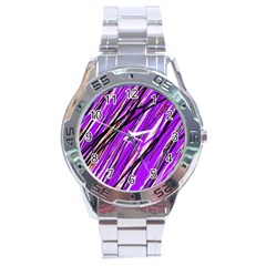 Purple Pattern Stainless Steel Analogue Watch