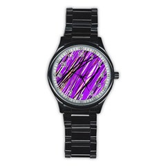 Purple Pattern Stainless Steel Round Watch