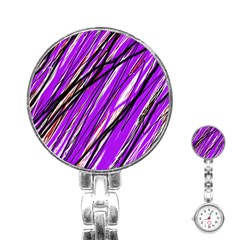 Purple Pattern Stainless Steel Nurses Watch