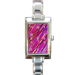 Purple Pattern Rectangle Italian Charm Watch by Valentinaart