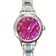 Purple Pattern Round Italian Charm Watch