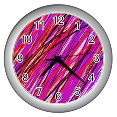 Purple Pattern Wall Clocks (silver) 