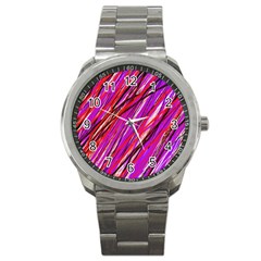 Purple Pattern Sport Metal Watch