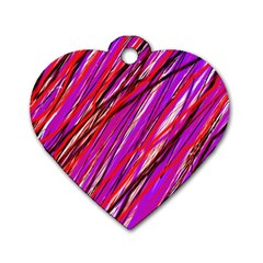 Purple Pattern Dog Tag Heart (one Side) by Valentinaart