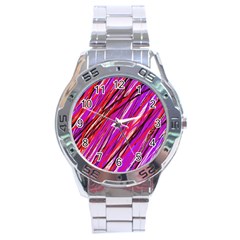 Purple Pattern Stainless Steel Analogue Watch