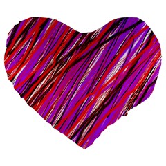 Purple Pattern Large 19  Premium Heart Shape Cushions