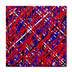 Red And Blue Pattern Tile Coasters by Valentinaart