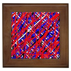 Red And Blue Pattern Framed Tiles by Valentinaart