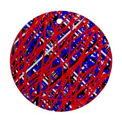 Red And Blue Pattern Ornament (round)  by Valentinaart