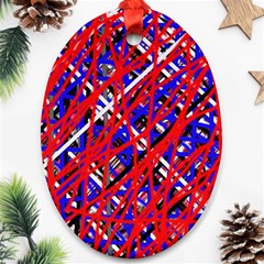 Red And Blue Pattern Ornament (oval) 