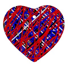 Red And Blue Pattern Ornament (heart) 