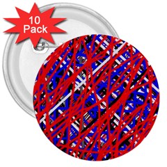 Red And Blue Pattern 3  Buttons (10 Pack) 