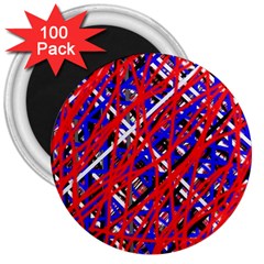 Red And Blue Pattern 3  Magnets (100 Pack)