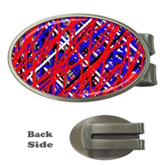 Red And Blue Pattern Money Clips (oval) 