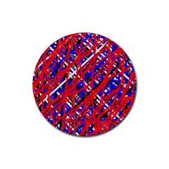 Red And Blue Pattern Rubber Round Coaster (4 Pack)  by Valentinaart