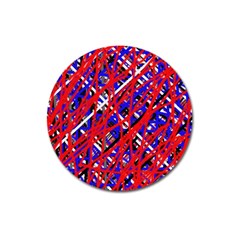 Red And Blue Pattern Magnet 3  (round) by Valentinaart