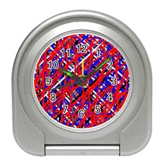 Red And Blue Pattern Travel Alarm Clocks