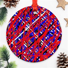 Red And Blue Pattern Round Ornament (two Sides) 