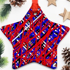 Red And Blue Pattern Star Ornament (two Sides) 