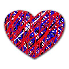 Red And Blue Pattern Heart Mousepads