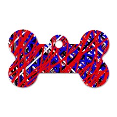 Red And Blue Pattern Dog Tag Bone (one Side) by Valentinaart