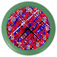 Red And Blue Pattern Color Wall Clocks