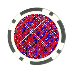 Red And Blue Pattern Poker Chip Card Guards by Valentinaart