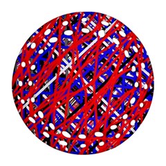 Red And Blue Pattern Ornament (round Filigree) 