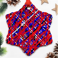 Red And Blue Pattern Snowflake Ornament (2-side) by Valentinaart